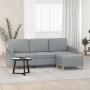 Sofá de 3 plazas con taburete de tela gris claro 180 cm de , Sofás - Ref: Foro24-3201192, Precio: 362,21 €, Descuento: %