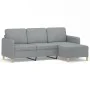 Sofá de 3 plazas con taburete de tela gris claro 180 cm de , Sofás - Ref: Foro24-3201192, Precio: 313,49 €, Descuento: %