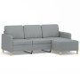 Sofá de 3 plazas con taburete de tela gris claro 180 cm de , Sofás - Ref: Foro24-3201192, Precio: 362,21 €, Descuento: %