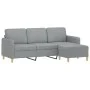 Sofá de 3 plazas con taburete de tela gris claro 180 cm de , Sofás - Ref: Foro24-3201192, Precio: 313,49 €, Descuento: %