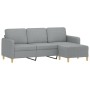 Sofá de 3 plazas con taburete de tela gris claro 180 cm de , Sofás - Ref: Foro24-3201192, Precio: 362,21 €, Descuento: %