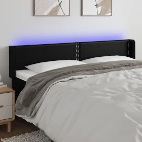 Headboard with LED black synthetic leather 203x16x78/88 cm by , Headboards and footboards - Ref: Foro24-3123204, Price: 65,12...