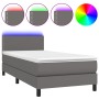 Cama box spring y colchón LED cuero sintético gris 80x200 cm de , Camas y somieres - Ref: Foro24-3134133, Precio: 272,47 €, D...