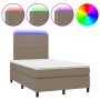 Cama box spring con colchón y LED tela gris taupe 120x200 cm de , Camas y somieres - Ref: Foro24-3134785, Precio: 389,87 €, D...