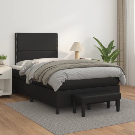 Cama box spring con colchón cuero sintético negro 120x200 cm de , Camas y somieres - Ref: Foro24-3137593, Precio: 432,47 €, D...