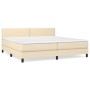 Cama box spring con colchón tela color crema 200x200 cm de , Camas y somieres - Ref: Foro24-3140006, Precio: 531,20 €, Descue...