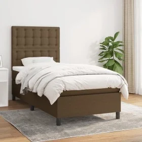 Box spring bed with dark brown fabric mattress 90x190 cm by , Beds and slatted bases - Ref: Foro24-3142060, Price: 329,41 €, ...