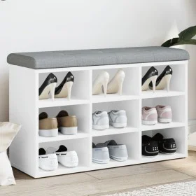 Banco zapatero madera de ingeniería blanco 82x32x50 cm de , Bancos para recibidores y almacenamiento - Ref: Foro24-835103, Pr...