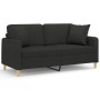 Sofá de 2 plazas con cojines tela negro 140 cm de , Sofás - Ref: Foro24-3200913, Precio: 228,25 €, Descuento: %
