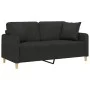 Sofá de 2 plazas con cojines tela negro 140 cm de , Sofás - Ref: Foro24-3200913, Precio: 224,62 €, Descuento: %
