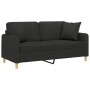 Sofá de 2 plazas con cojines tela negro 140 cm de , Sofás - Ref: Foro24-3200913, Precio: 228,25 €, Descuento: %