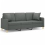 Sofá de 3 plazas con cojines tela gris oscuro 180 cm de , Sofás - Ref: Foro24-3200918, Precio: 296,99 €, Descuento: %
