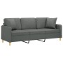 Sofá de 3 plazas con cojines tela gris oscuro 180 cm de , Sofás - Ref: Foro24-3200918, Precio: 296,99 €, Descuento: %