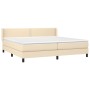 Cama box spring con colchón tela color crema 200x200 cm de , Camas y somieres - Ref: Foro24-3129662, Precio: 538,73 €, Descue...
