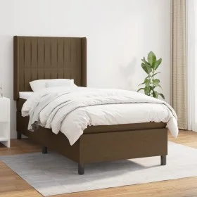 Box spring bed with dark brown fabric mattress 90x190 cm by , Beds and slatted bases - Ref: Foro24-3131556, Price: 324,70 €, ...