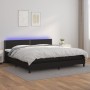 Cama box spring colchón y LED cuero sintético negro 200x200 cm de , Camas y somieres - Ref: Foro24-3134183, Precio: 559,48 €,...