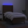 Cama box spring colchón y luces LED tela marrón oscuro 90x190cm de , Camas y somieres - Ref: Foro24-3138120, Precio: 336,33 €...