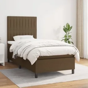 Box spring bed with dark brown fabric mattress 90x190 cm by , Beds and slatted bases - Ref: Foro24-3141900, Price: 314,16 €, ...