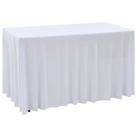 Fundas elásticas de mesa 2 uds con falda 120x60,5x74 cm blanco de vidaXL, Fundas - Ref: Foro24-133584, Precio: 29,25 €, Descu...