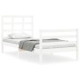 Estructura de cama individual con cabecero madera maciza blanco de , Camas y somieres - Ref: Foro24-3193947, Precio: 112,53 €...