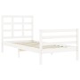 Estructura de cama individual con cabecero madera maciza blanco de , Camas y somieres - Ref: Foro24-3193947, Precio: 112,53 €...