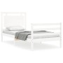 Estructura de cama individual con cabecero madera maciza blanco de , Camas y somieres - Ref: Foro24-3194012, Precio: 129,52 €...