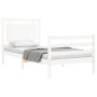 Estructura de cama individual con cabecero madera maciza blanco de , Camas y somieres - Ref: Foro24-3194012, Precio: 129,52 €...