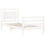 Estructura de cama individual con cabecero madera maciza blanco de , Camas y somieres - Ref: Foro24-3194012, Precio: 129,52 €...