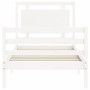 Estructura de cama individual con cabecero madera maciza blanco de , Camas y somieres - Ref: Foro24-3194012, Precio: 129,52 €...