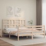 Estructura de cama de matrimonio con cabecero madera maciza de , Camas y somieres - Ref: Foro24-3194901, Precio: 144,96 €, De...