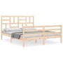 Estructura de cama de matrimonio con cabecero madera maciza de , Camas y somieres - Ref: Foro24-3194901, Precio: 144,96 €, De...