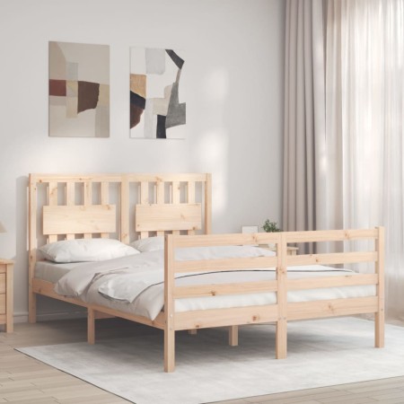 Estructura de cama con cabecero madera maciza 140x190 cm de , Camas y somieres - Ref: Foro24-3194291, Precio: 135,11 €, Descu...