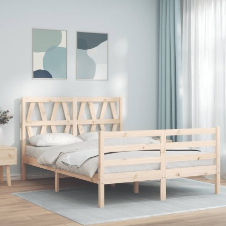 Estructura de cama con cabecero madera maciza 140x190 cm de , Camas y somieres - Ref: Foro24-3194356, Precio: 132,86 €, Descu...
