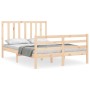 Estructura de cama con cabecero madera maciza 140x190 cm de , Camas y somieres - Ref: Foro24-3193771, Precio: 123,14 €, Descu...