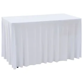 Fundas elásticas para mesa 2 uds con falda 243x76x74 cm blanco de vidaXL, Fundas - Ref: Foro24-133586, Precio: 43,22 €, Descu...