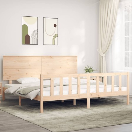 Estructura de cama con cabecero madera maciza 200x200 cm de , Camas y somieres - Ref: Foro24-3193421, Precio: 175,52 €, Descu...