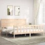 Bed frame with solid wood headboard 200x200 cm by , Beds and slatted bases - Ref: Foro24-3193421, Price: 173,25 €, Discount: %