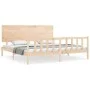 Bed frame with solid wood headboard 200x200 cm by , Beds and slatted bases - Ref: Foro24-3193421, Price: 173,25 €, Discount: %
