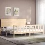 Bed frame with solid wood headboard 200x200 cm by , Beds and slatted bases - Ref: Foro24-3193421, Price: 173,25 €, Discount: %