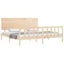 Bed frame with solid wood headboard 200x200 cm by , Beds and slatted bases - Ref: Foro24-3193421, Price: 173,25 €, Discount: %