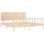 Bed frame with solid wood headboard 200x200 cm by , Beds and slatted bases - Ref: Foro24-3193421, Price: 173,25 €, Discount: %