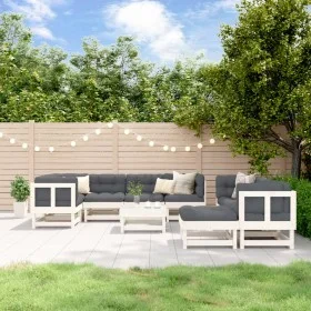 Juego de muebles de jardín 10 piezas madera maciza pino blanco de , Conjuntos de jardín - Ref: Foro24-3186565, Precio: 560,80...