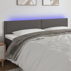 Cabecero con LED cuero sintético gris 200x5x78/88 cm de , Cabeceros y pies de cama - Ref: Foro24-3121584, Precio: 57,00 €, De...