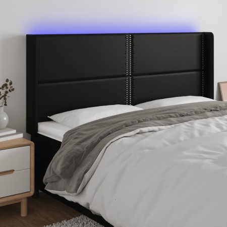 Cabecero con LED cuero sintético negro 203x16x118/128 cm de , Cabeceros y pies de cama - Ref: Foro24-3124016, Precio: 115,16 ...