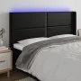 Headboard with LED black synthetic leather 203x16x118/128 cm by , Headboards and footboards - Ref: Foro24-3124016, Price: 113...