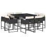 Set de comedor de jardín 9 pzas y cojines ratán sintético negro en Conjuntos de jardín | Comprar online en Foru.es