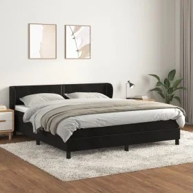 Box spring bed with black velvet mattress 160x200 cm by , Beds and slatted bases - Ref: Foro24-3127441, Price: 466,84 €, Disc...