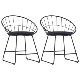 Sillas de comedor asientos de cuero sintético 2 uds acero negro de vidaXL, Sillas de comedor - Ref: Foro24-247274, Precio: 88...