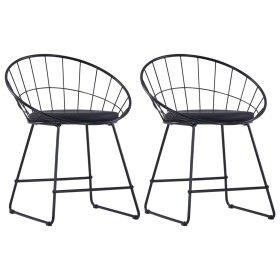 Sillas de comedor asientos de cuero sintético 2 uds acero negro de vidaXL, Sillas de comedor - Ref: Foro24-247274, Precio: 89...