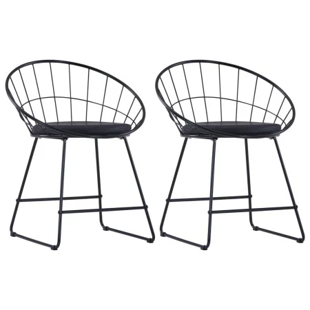 Sillas de comedor asientos de cuero sintético 2 uds acero negro de vidaXL, Sillas de comedor - Ref: Foro24-247274, Precio: 88...